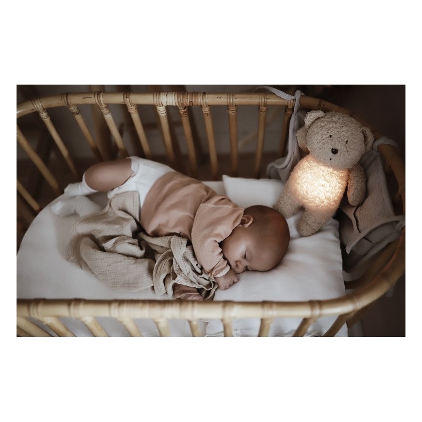 Moonie - Uspávadlo s melódiou a svetlom medvedík organic sand natur