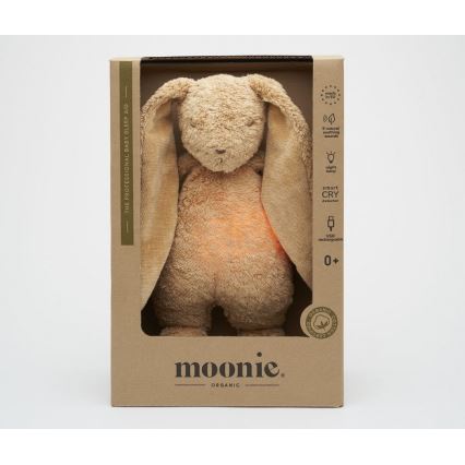 Moonie - Uspávadlo s melódiou a svetlom zajačik 2.0 organic cappuccino