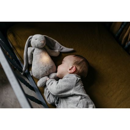 Moonie - Uspávadlo s melódiou a svetlom zajačik 2.0 organic grey