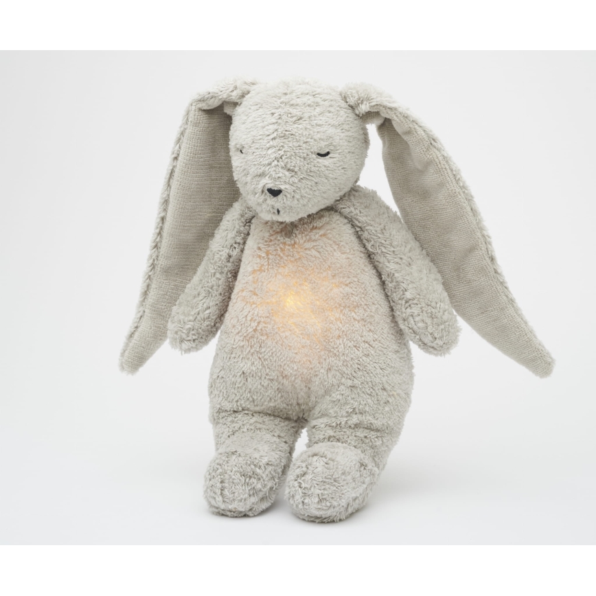 Moonie - Uspávadlo s melódiou a svetlom zajačik 2.0 organic grey