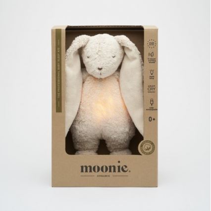 Moonie - Uspávadlo s melódiou a svetlom zajačik organic sand natur