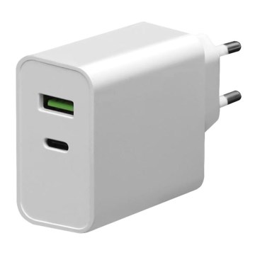 Nabíjací adaptér USB-C Power Delivery + USB-A 45W/230V biela