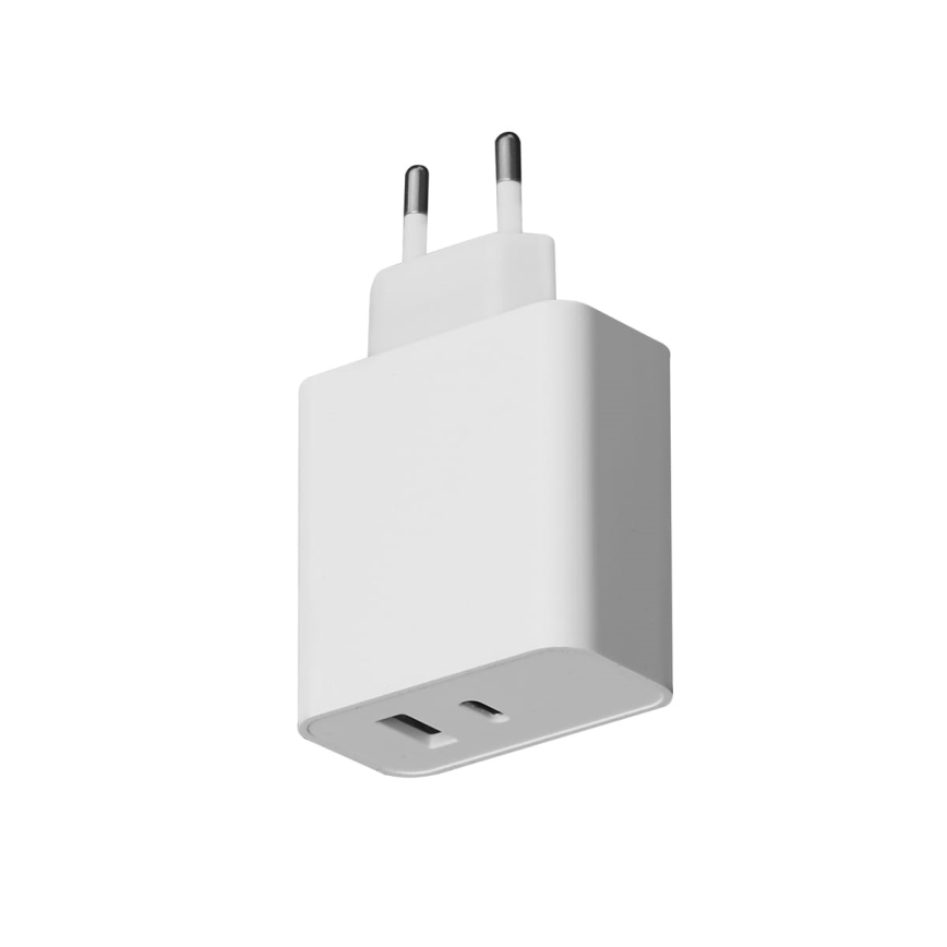 Nabíjací adaptér USB-C Power Delivery + USB-A 45W/230V biela