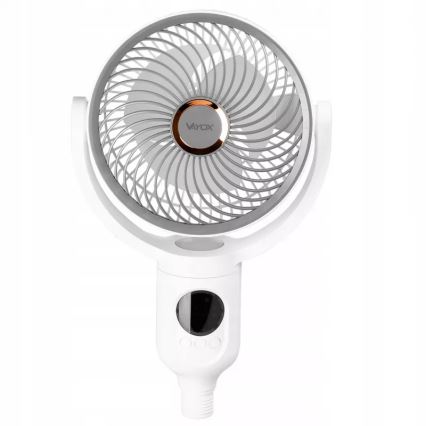 LED nabíjací stojanový ventilátor s LED osvetlením LED/4,8W/5V USB 7200 mAh biela + diaľkové ovládanie