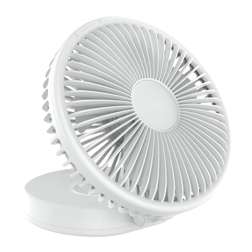 Nabíjací stolný ventilátor 10W/5V 2400 mAh biela