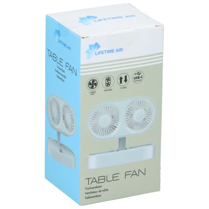 Nabíjací stolný ventilátor 3,7 V 1200 mAh biela