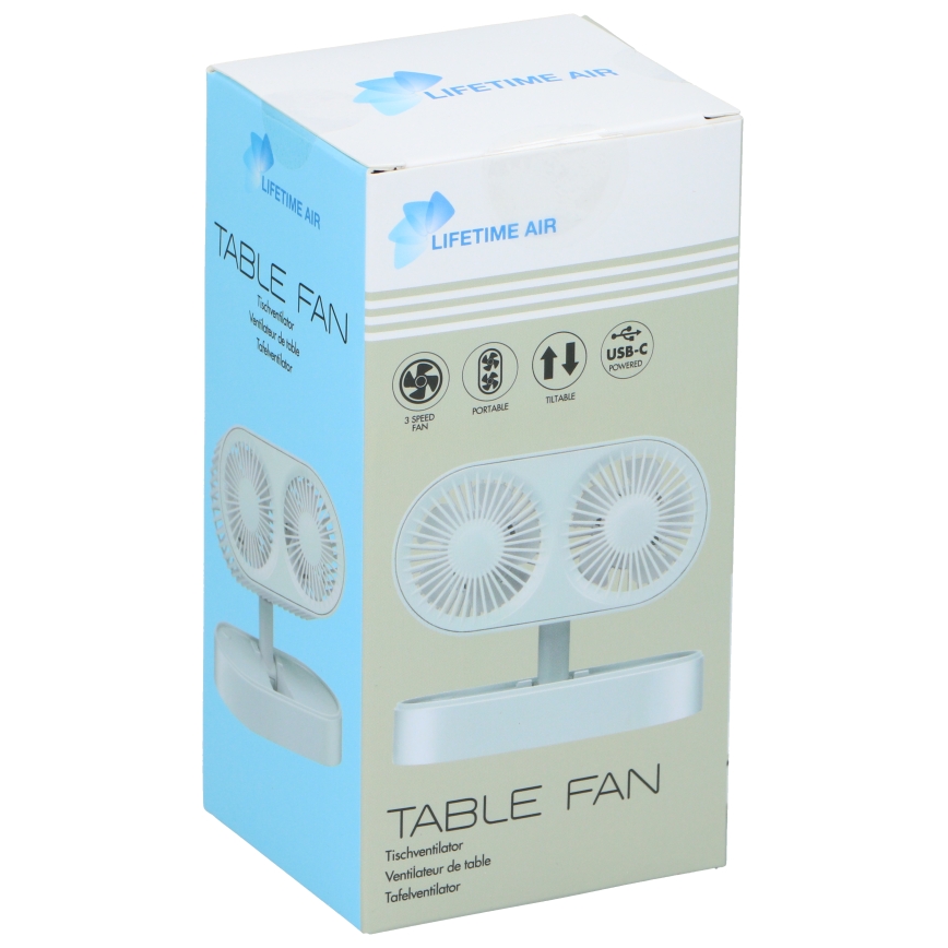 Nabíjací stolný ventilátor 3,7 V 1200 mAh biela