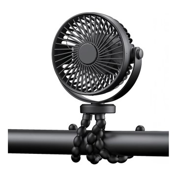 Nabíjací stolný ventilátor 3W/5V 1200 mAh čierny