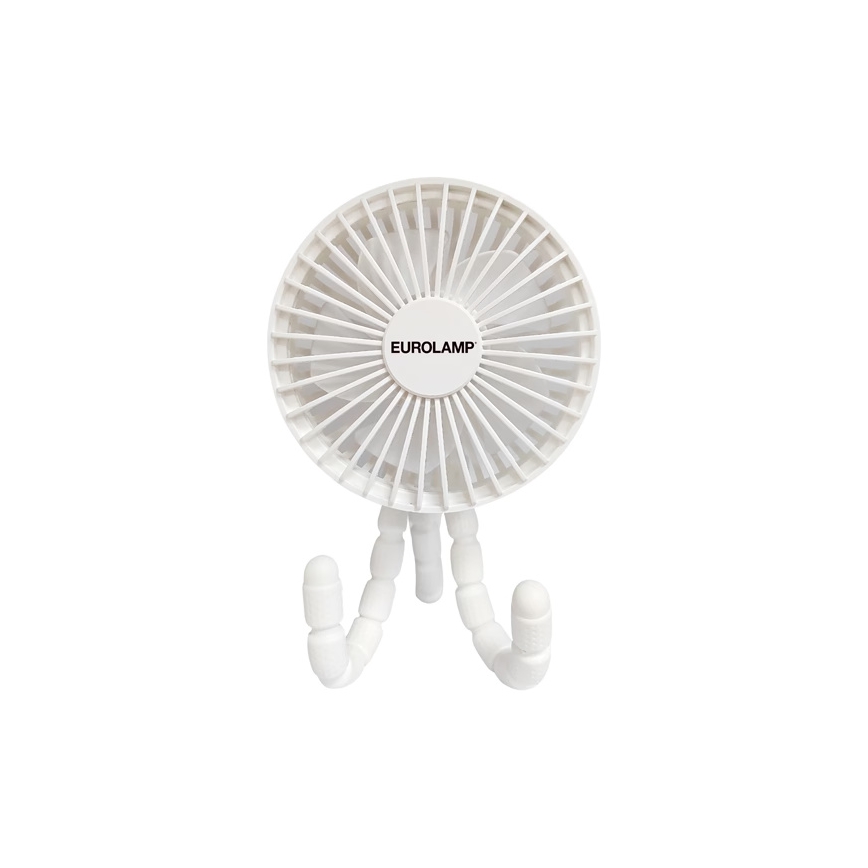 Nabíjací stolný ventilátor 3W/5V 1800 mAh biely