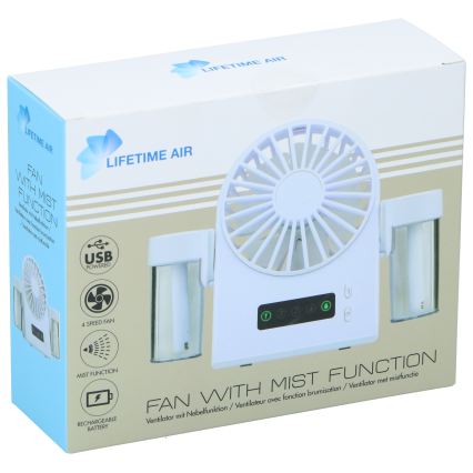 Nabíjací stolný ventilátor s funkciou hmly 3,7V 1200 mAh