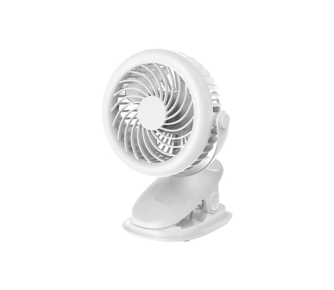 Eurolamp Nabíjací stolný látor s klipom, 6 W / 5 V, 1200 mAh, biely 300-20562