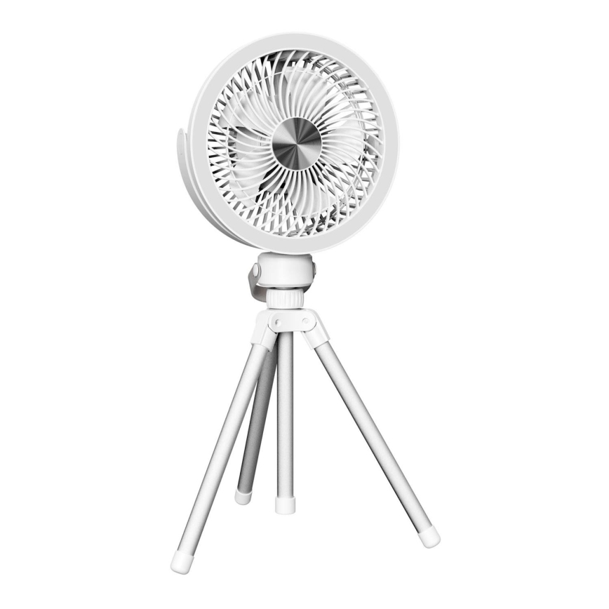 Nabíjací stolný ventilátor s LED osvetlením 8W/3,7V 2400 mAh biela
