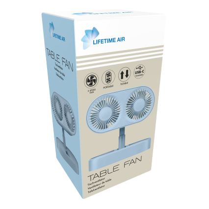 Nabíjací stolový ventilátor 3,7 V 1200 mAh modrý