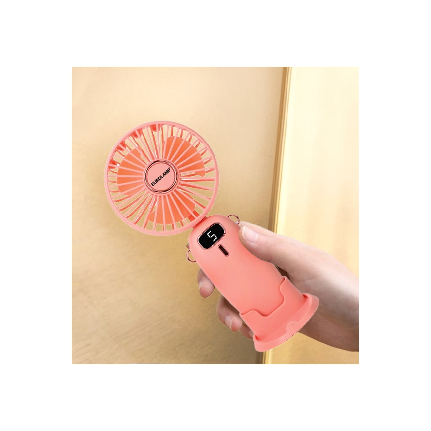 Nabíjací vreckový ventilátor 3W/5V 1200 mAh, ružový
