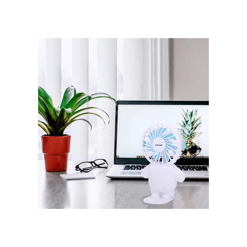 Nabíjací vreckový ventilátor 4,5 W/5 V 300 mAh biela/modrá