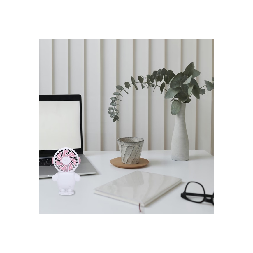 Nabíjací vreckový ventilátor 4,5 W/5 V 300 mAh biely/ružový