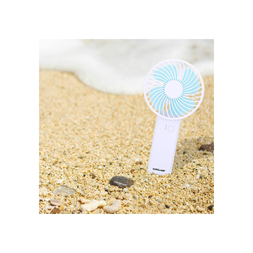 Nabíjací vreckový ventilátor 4W/5V 1200 mAh biela/modrá