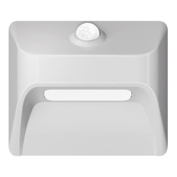 Nabíjateľné LED schodiskové svietidlo so snímačom pohybu a súmraku STEP LIGHT LED/0,3W/3,7V 2200 mAh IP53 biela