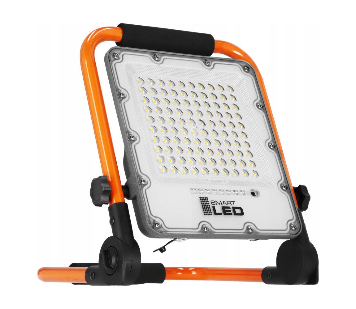 SmartLED Nabíjateľný LED reflektor so stojanom, 50 W, 3,2 V, 4500 K, 5000 mAh, IP65, oranžový 5891