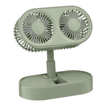 Nabíjateľný stolový ventilátor 3,7 V, 1200 mAh, zelený