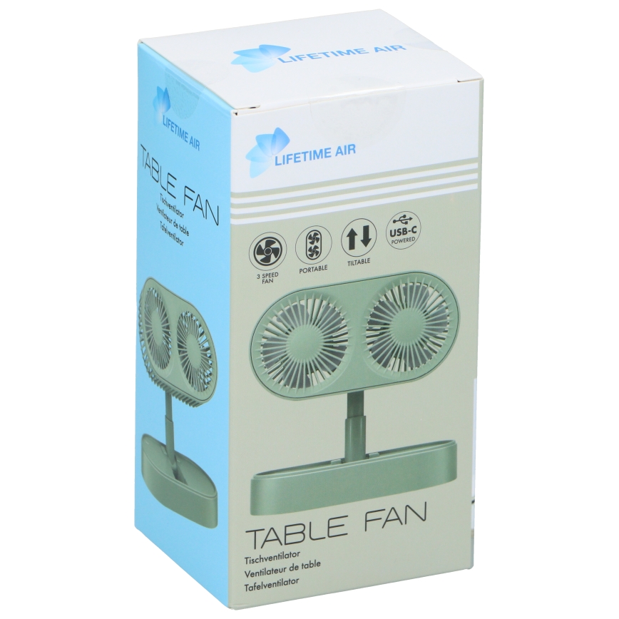 Nabíjateľný stolový ventilátor 3,7 V, 1200 mAh, zelený