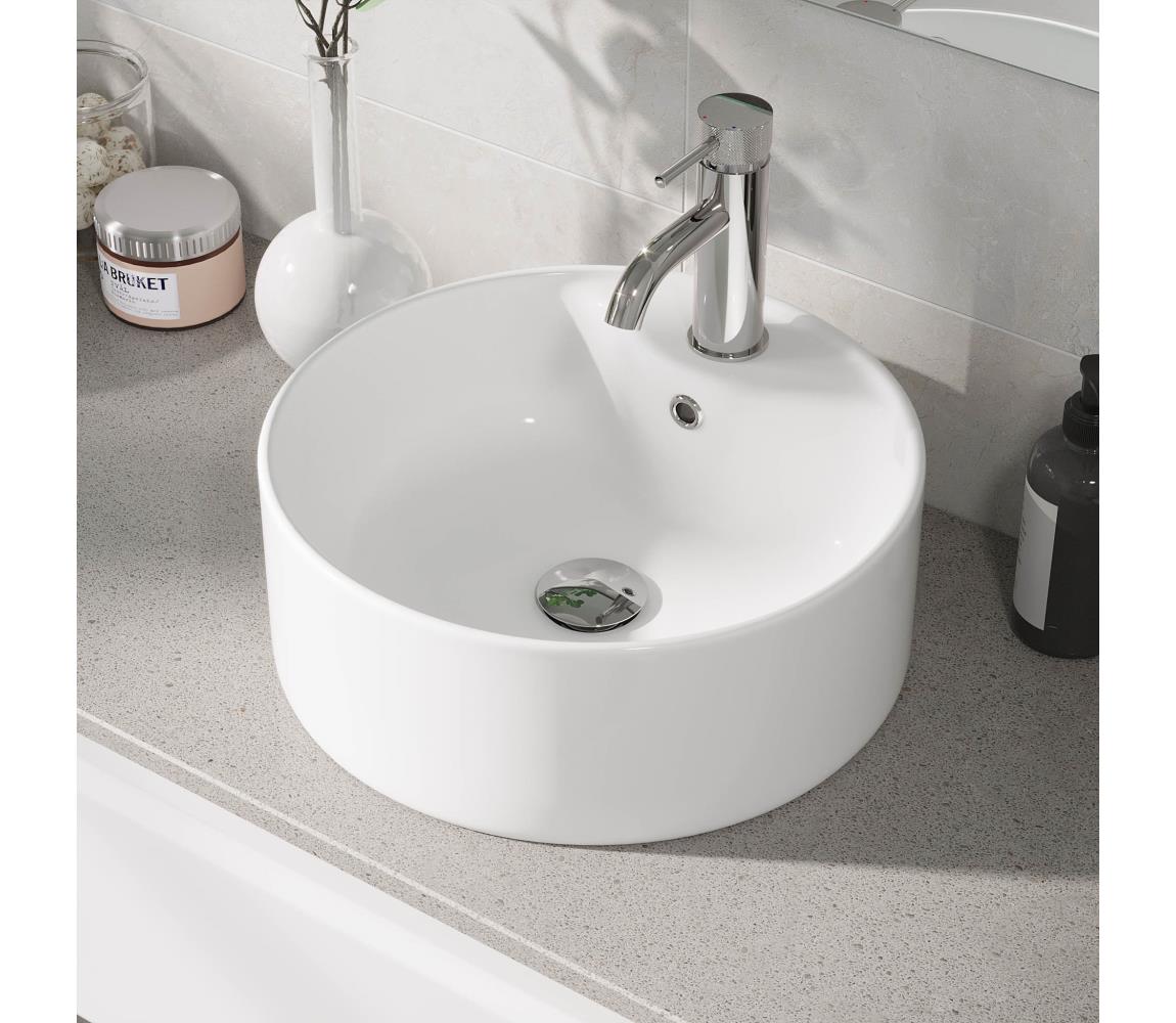BATH DELUXE Nadpultové umývadlo VIKEDAL, priemer 38 cm, keramika/biela 06-038-09-11-00