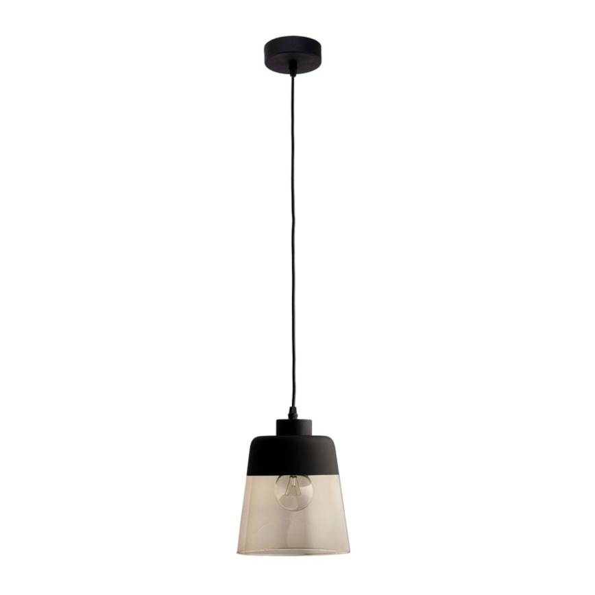 Náhradné sklo k lustru AMBER E27, priemer 15,5 cm, čierne/dymovo-béžové