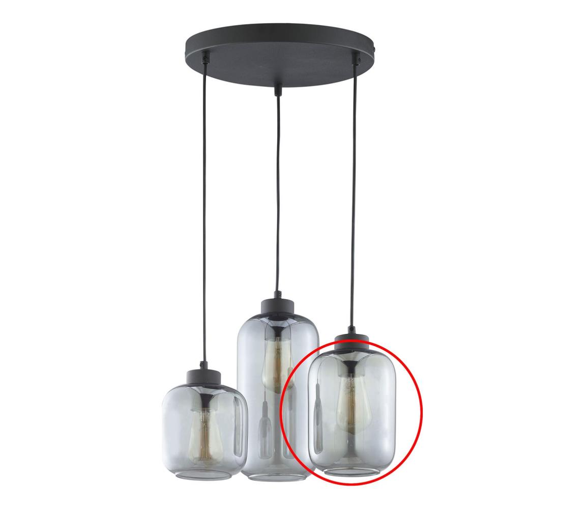 Náhradné sklo k lustru GRAFIT E27, priemer 14 cm, dymovo-šedé 7757