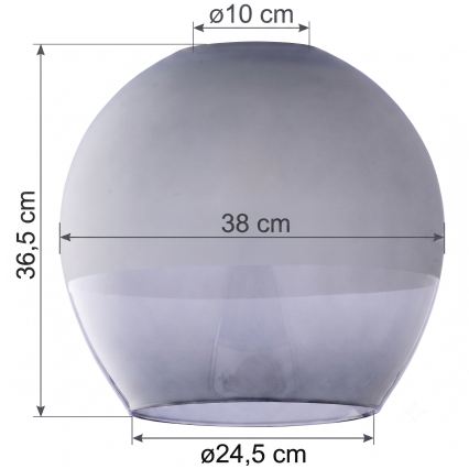 Náhradné sklo k lustru KULA E27 pr. 38 cm dymovo-sivé