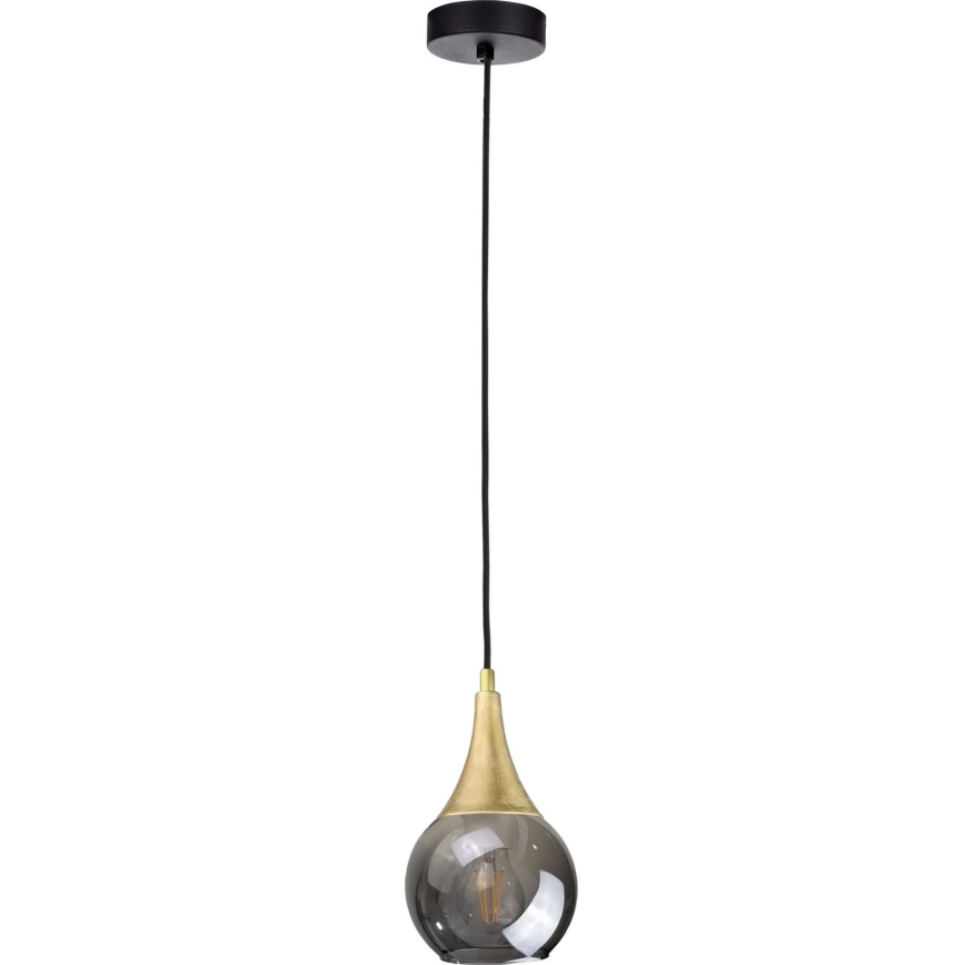 Náhradné sklo k lustru LACRIMA SMOKY E27 pr. 15 cm čierna dymová