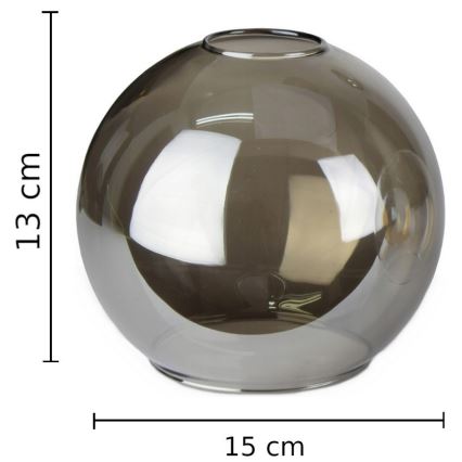 Náhradné sklo k lustru LACRIMA SMOKY E27 pr. 15 cm čierna dymová