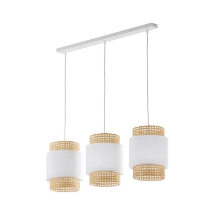 Náhradné tienidlo pre stolnú lampu a luster BOHO E27 pr. 20 cm ratan/biela