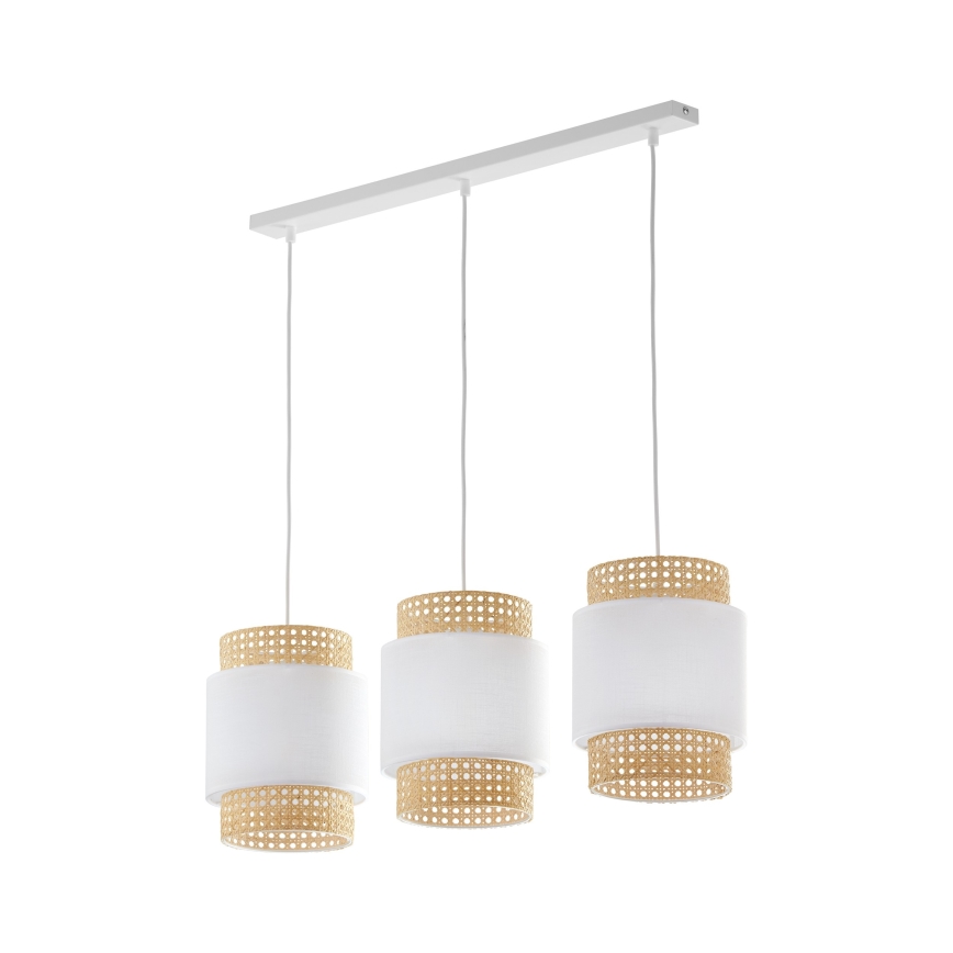 Náhradné tienidlo pre stolnú lampu a luster BOHO E27 pr. 20 cm ratan/biela