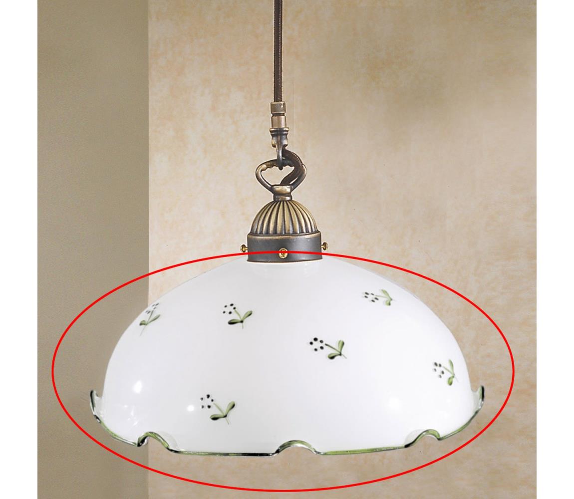 Kolarz Náhradné univerzálne sklo NONNA, pätica E27, priemer 20 cm, biela/zelená 731.G21