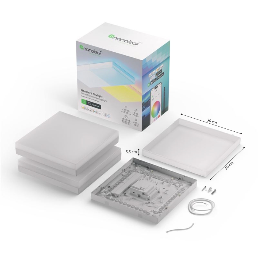 Nanoleaf - SADA 3x LED RGBW Stmievateľné stropné svietidlo SKYLIGHT 1xLED/18W/230V + 2xLED/16W/230V 2700-6500K Wi-Fi