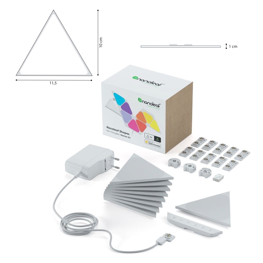 Nanoleaf - SADA 9x LED RGBW Stmievateľný panel TRIANGLES LED/0,54W/230V 1200-6500K Wi-Fi