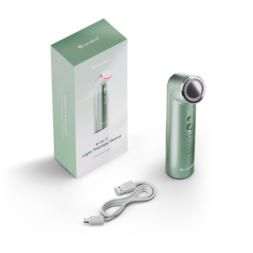 Nanoleaf - LED ultrazvukový prístroj na omladenie pokožky 6v1 5W/2500 mAh mintová