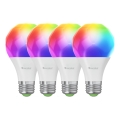 Nanoleaf - SADA 4x LED RGBW Stmievateľná žiarovka ESSENTIALS MATTER A19 E27/9W/230V 2700-6500K CRI 90 Wi-Fi