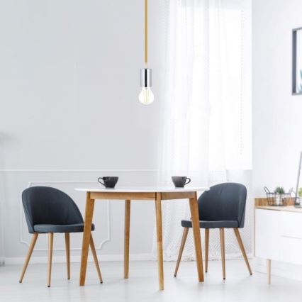 Napájací kábel 1xE27/60W/230V hnedá/lesklý chróm