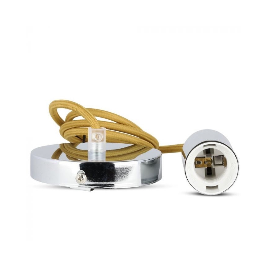 Napájací kábel 1xE27/60W/230V hnedá/lesklý chróm