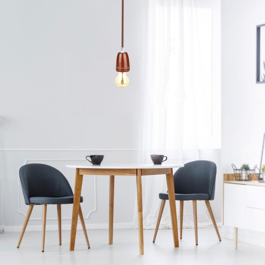 Napájací kábel 1xE27/60W/230V hnedá/porcelán