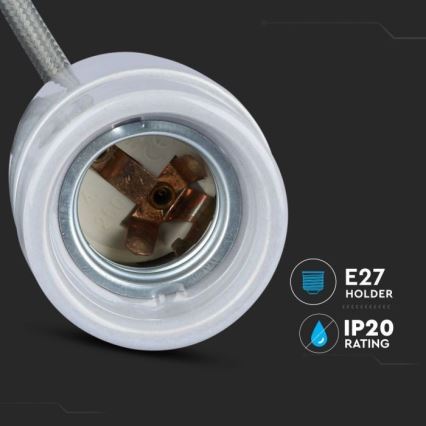 Napájací kábel 1xE27/60W/230V šedá/porcelán