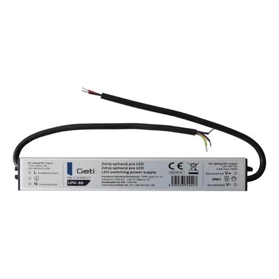 Napájací zdroj spínaný pre LED pásiky 30W/12V IP67