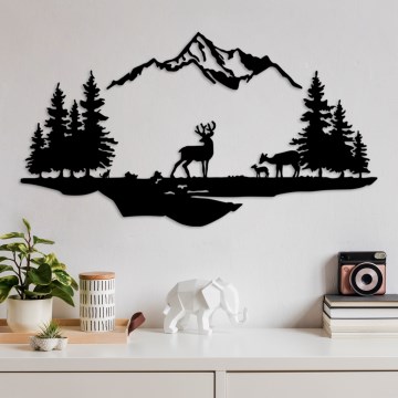 Nástenná dekorácia 2ks 70x38 cm jeleň kov/čierna