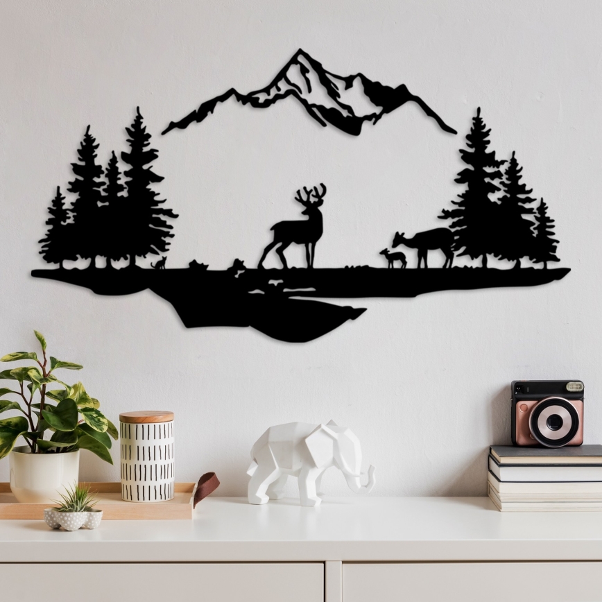 Nástenná dekorácia 2ks 70x38 cm jeleň kov/čierna