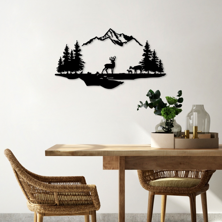 Nástenná dekorácia 2ks 70x38 cm jeleň kov/čierna