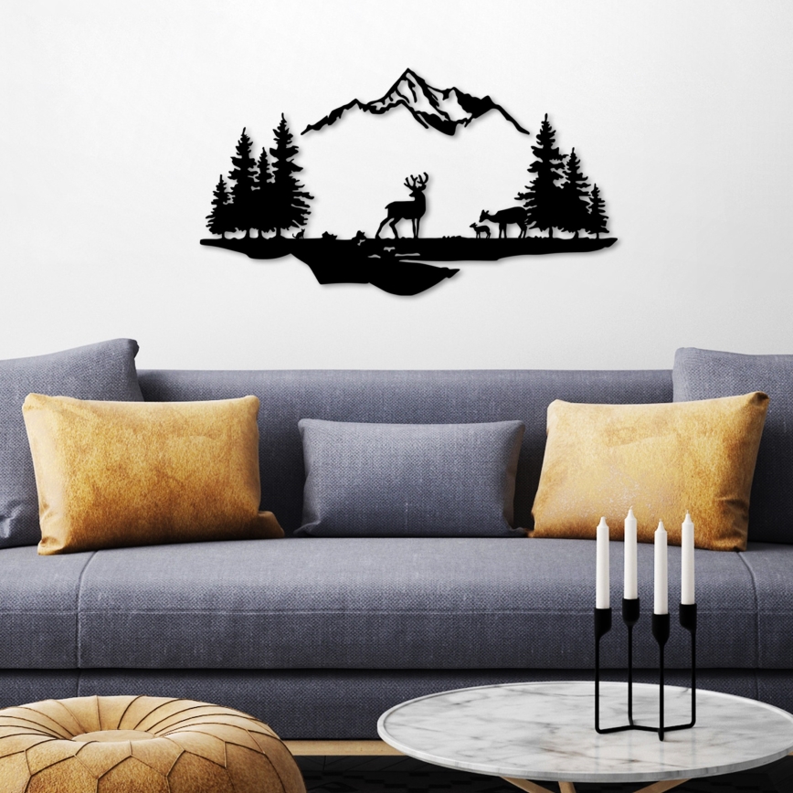 Nástenná dekorácia 2ks 70x38 cm jeleň kov/čierna