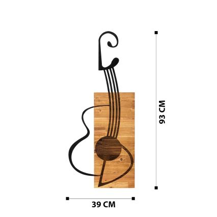 Nástenná dekorácia 39x93 cm gitara drevo/kov