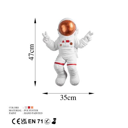 Nástenná dekorácia 47x35 cm astronaut medená