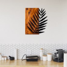 Nástenná dekorácia 58x50 cm list drevo/kov